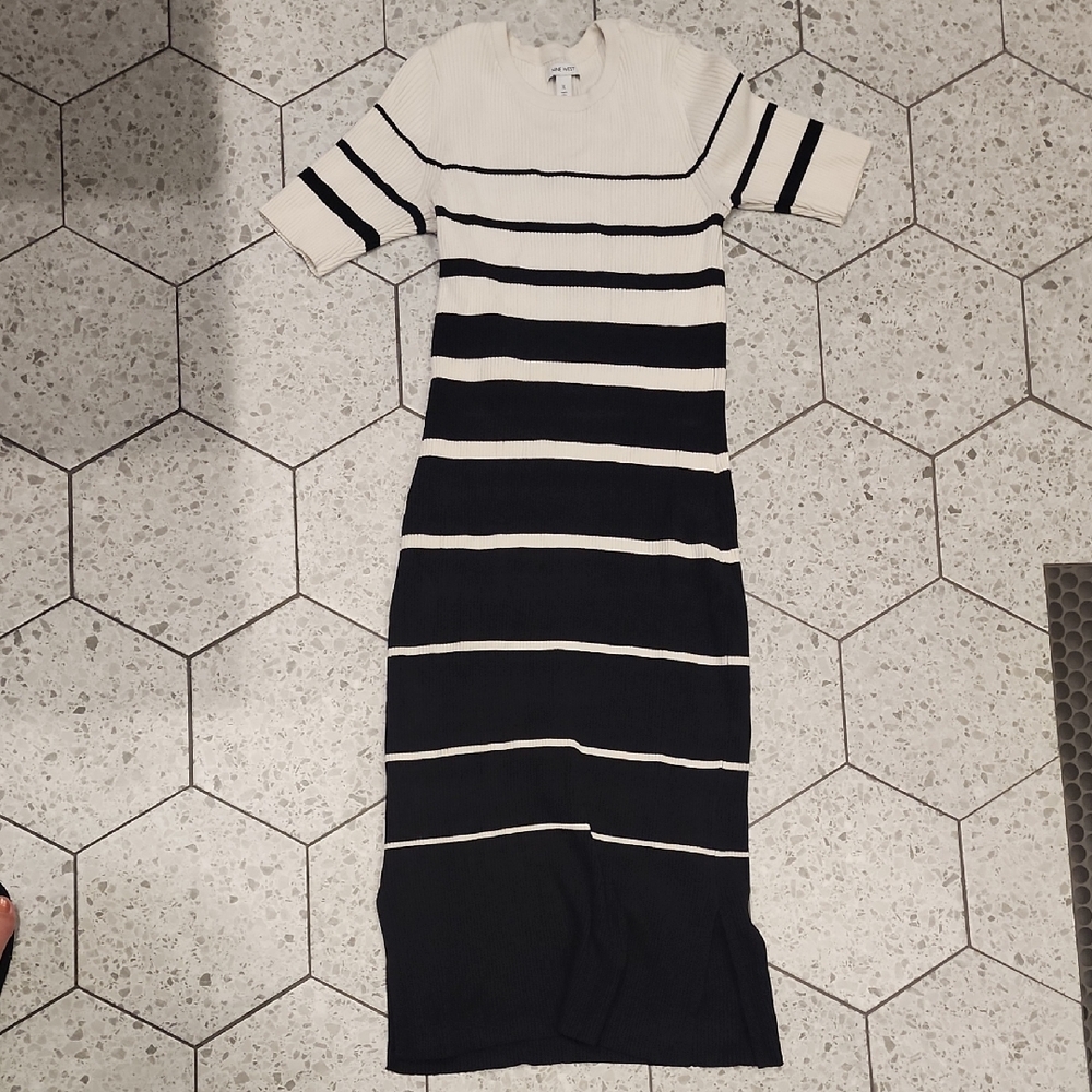 Nine West Black and White Midi Bodycon Dress